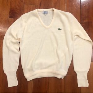 Vintage Lacoste / Izod cream V-neck sweater size small